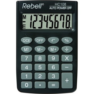 REBELL re de hc108 Calculatrice a  8 chiffres ecran LCD et triple fonction memoire, Noir