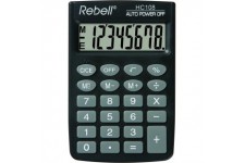 REBELL re de hc108 Calculatrice a  8 chiffres ecran LCD et triple fonction memoire, Noir