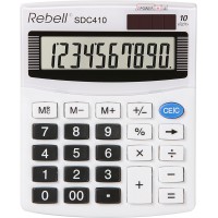REBELL re-Calculatrice sdc410 sdc410 de 10 chiffres, ecran standard et angewinkeltem, blanc