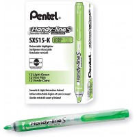 Pentel SXS15 Handy-Line S Surligneur retractable et rechargeable, pointe qui ne seche pas Vert - Lot de 12