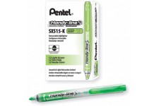 Pentel SXS15 Handy-Line S Surligneur retractable et rechargeable, pointe qui ne seche pas Vert - Lot de 12