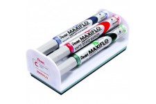 Pentel Maxiflo Brosse + 4 Marqueurs a  pointe conique moyenne Noir/Bleu/Rouge/Vert