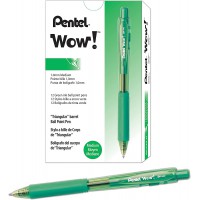 Pentel BK440 Wow Stylo bille retractable corps triangulaire confortable Vert