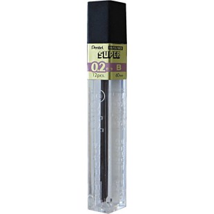 Pentel C502-B Super Hi-Polymer etui de 12 mines de crayon 0,2 mm pour porte-mines PP502 Durete B