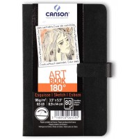 Canson Livre de dessin Cahier avec ouverture a  plat 8,9 x 14 cm 80 feuilles Noir