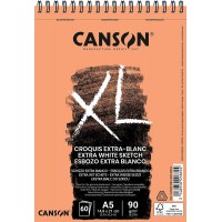 CANSON Album 60 feuilles XL® CROQUIS Extra-blanc - spirale petit cote - A5 90g/m²