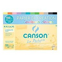 CANSON Pochette papier creation couleur A4 12 feuilles 150g/m² - couleurs vives assorties