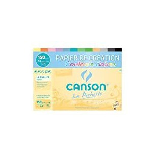 CANSON Pochette papier creation couleur A4 12 feuilles 150g/m² - couleurs vives assorties