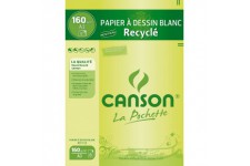 CANSON Pochette papier a  dessin blanc recycle A3 8 feuilles 160g/m²