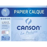 CANSON Pochette papier calque 24x32cm 12 feuilles 70g/m² + pastilles adhesives repositionnables