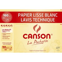 CANSON Pochette dessin technique A4 12 feuilles 160g/m²