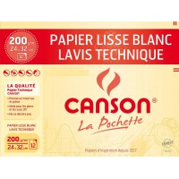 CANSON Pochette dessin technique 24x32cm 12 feuilles 200g/m²