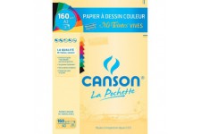 CANSON Pochette papier dessin couleur MI-TEINTES vives A3 8 feuilles 160g/m²