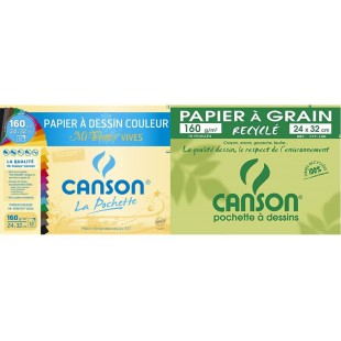 Canson Mi-Teintes Papier a dessin 24 x 32 cm 12 feuilles Vives & 200777100 Pochette de 10 feuilles de papier dessin