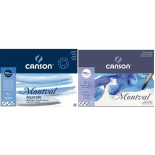 Canson Bloc colle 4 cotes Papier aquarelle 30 x 40 cm Blanc Naturel & Montval 200807319 Bloc Papier aquarelle 12 feuilles 300g G