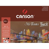 CANSON Papier MI-TEINTES® (nid-d'abeilles) Touch - Bloc 12 feuilles - colle grand cote 24x32 335g/m² 6 couleurs assorties