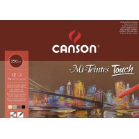 CANSON Papier MI-TEINTES® (nid-d'abeilles) Touch - Bloc 12 feuilles - colle grand cote A3 335g/m² 6 couleurs assorties