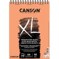 Canson - Bloc spirale XL Extra White A4 - 90 g - 120 feuilles.