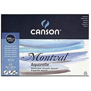 CANSON Blocs Colle Petit Cote 12 Feuilles Papier Dessin Montval A3 300g Aquarelle