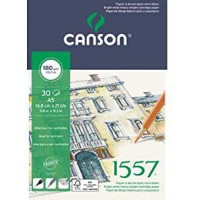 CANSON 1557 Lot de 30 feuilles de papier a  dessin Format A5 180 g/m²