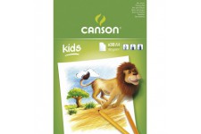 CANSON Kids, Papier Dessin Blanc, Grain Leger, 90gsm, 55lb, Bloc Colle Petit Cote, A4-21x29,7cm, Blanc, 30feuilles