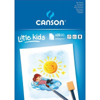 CANSON Kids, Papier Peinture, Grain Leger, 200gsm, 120lb, Bloc Colle Petit Cote, A3-29,7x42cm, Blanc, 20feuilles