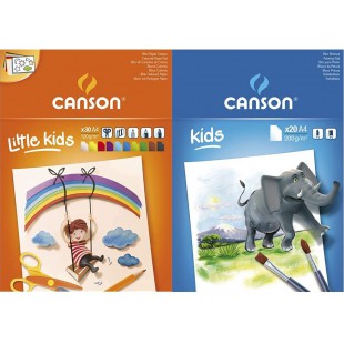 Canson Kids Papier couleur 30 feuilles A4 21 x 29,7 cm vives Assorties & Kids Papier a  dessin 20 feuilles A4 21 x 29,7 cm Blanc