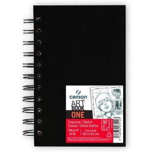 CANSON One Art Book, Carnet De Croquis, Grain Leger, 100gsm, 67lb, Carnet Spirale, Couverture Rigide, 10,2x15,2cm, Blanc, 80feui