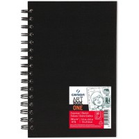 CANSON One Art Book, Carnet De Croquis, Grain Leger, 100gsm, 67lb, Carnet Spirale, Couverture Rigide, 14x21,6cm, Blanc, 80feuill