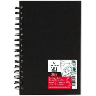 CANSON One Art Book, Carnet De Croquis, Grain Leger, 100gsm, 67lb, Carnet Spirale, Couverture Rigide, 14x21,6cm, Blanc, 80feuill