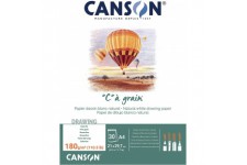 CANSON "C" a  grain, Papier Dessin Blanc, Grain Fin, 180gsm, 110.5lb, Bloc Colle Petit Cote, A4-21x29,7cm, Blanc Naturel, 30feui