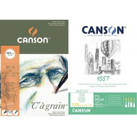 CANSON "C" a  grain, Papier Dessin Blanc, Grain Fin, 180gsm, 110.5lb, A3-29,7x42cm, Blanc Naturel, 30feuilles & Papier Croquis B