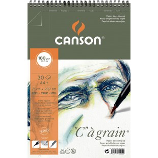 Canson 48990 Bloc Spirale C Grain Croquis Dos Tres Rigide 180G A4+ Papier Assorties