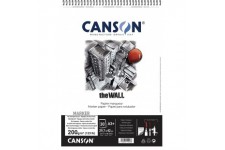 CANSON The Wall, Papier Marqueur, Extra lisse, 200gsm, 123lb, Album Spirale Petit Cote, A3-29,7x42cm, Blanc, 30feuilles