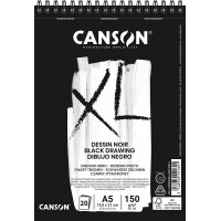 CANSON Album 30 feuilles XL® DESSIN NOIR - spirale petit cote - A5 150g/m²