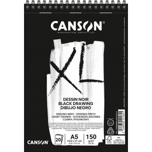 CANSON Album 30 feuilles XL® DESSIN NOIR - spirale petit cote - A5 150g/m²
