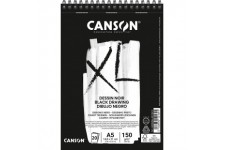 CANSON Album 30 feuilles XL® DESSIN NOIR - spirale petit cote - A5 150g/m²