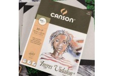 CANSON Ingres Vidalon, Papier Pastel, Verge, 100gsm, 68lb, Bloc Colle Petit Cote, 24x32cm, Blanc, 30feuilles