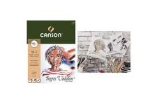 CANSON Ingres Vidalon, Papier Pastel, Verge, 100gsm, 68lb, Bloc Colle Petit Cote, 32x41cm, Blanc, 30feuilles