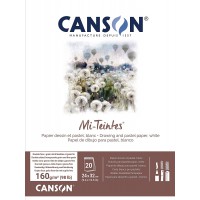 CANSON Papier MI-TEINTES® (nid-d'abeilles) - Bloc 20 feuilles 24X32 160g/m² Blanc 335
