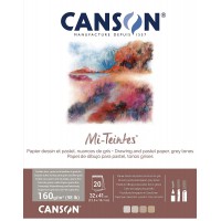 CANSON Papier MI-TEINTES® (nid-d'abeilles) - Bloc 20 feuilles 32X41 160g/m² Nuances de gris