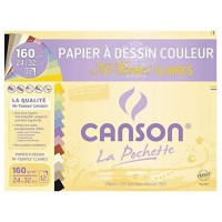 Pochette CansonPapier Dessin Couleur Mi-TeintesClaires 24X32Cm 12 Feuilles 160G/m²