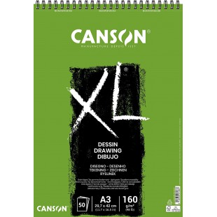 CANSON Album 50 feuilles XL® DESSIN - spirale petit cote - A3 160g/m²