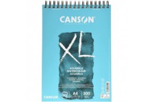 CANSON Album 30 feuilles XL® AQUARELLE - spirale petit cote - A4 300g/m² grain fin - Blanc