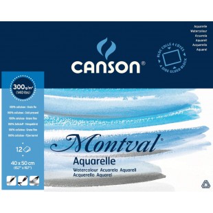 Canson Bloc colle 4 cotes Papier aquarelle 40 x 50 cm Blanc Naturel