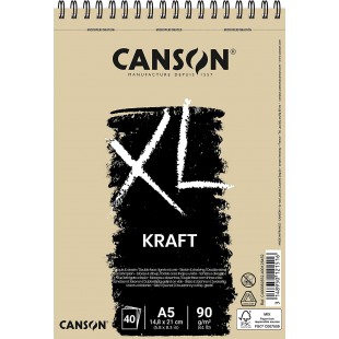 CANSON Album 40 feuilles XL® KRAFT - spirale petit cote - A5 90g/m²