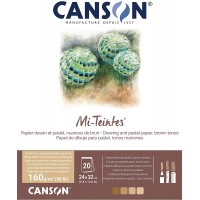 CANSON MI-TEINTES® Papier a dessin - Bloc 20 feuilles 24x32 160g/m² Nuances de marron