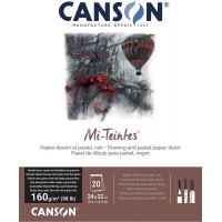 CANSON Papier MI-TEINTES® (nid-d'abeilles) - Bloc 20 feuilles 24X32 160g/m² Noir 425