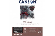 CANSON Papier MI-TEINTES® (nid-d'abeilles) - Bloc 20 feuilles 24X32 160g/m² Noir 425