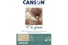 CANSON "C" a  grain, Papier Dessin Teinte, Grain Fin, 250gsm, 153.5lb, Bloc Colle Petit Cote, A4-21x29,7cm, Ocre Jaune Chine, 30